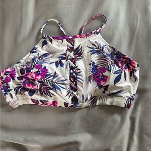 Ambrielle Floral Bikini Top - Pink and Blue